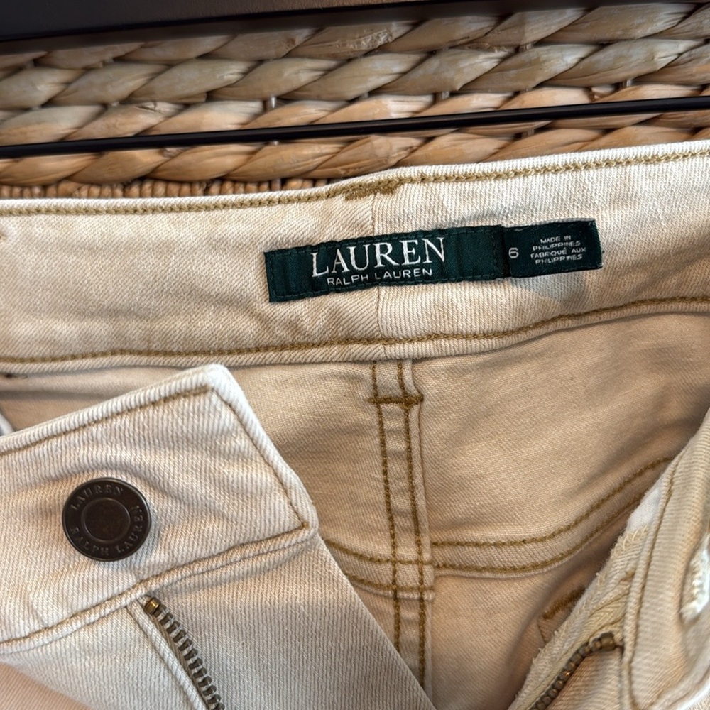 Lauren Ralph Lauren Mid-Rise Premiere Straight Leg Beige Jeans, 6 - Picture 7 of 9